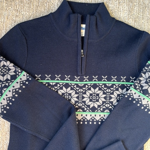 Meister Nordic Wool Blend 1/4 Zip Navy Blue Cortina Ski Sweater Size S - Picture 4 of 9